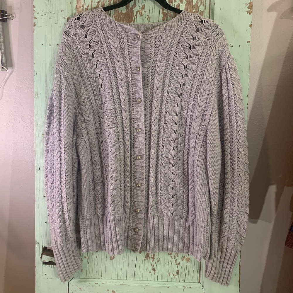 Women’s handmade grey button-up cardigan sweater